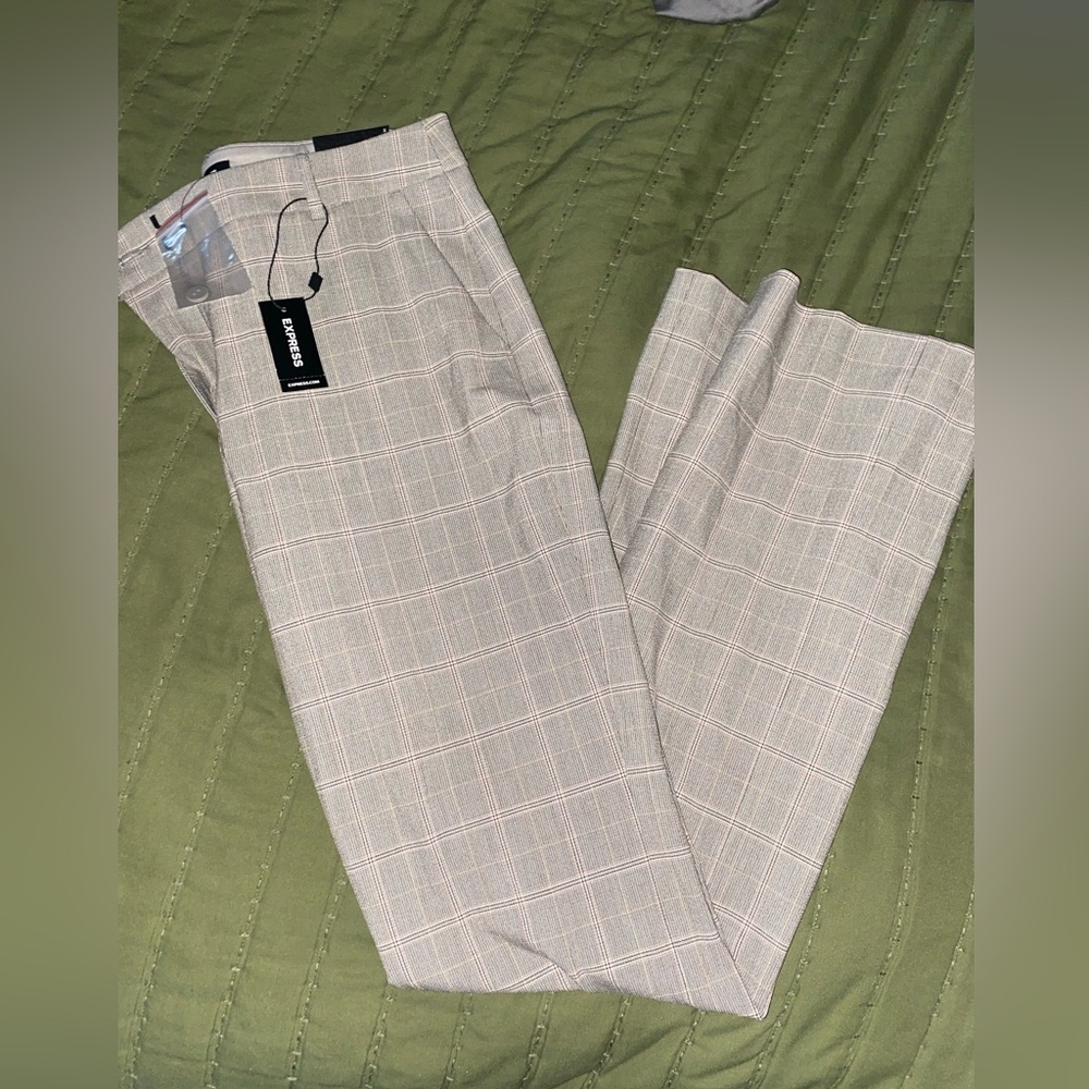 Plaid express bootcut dress pants